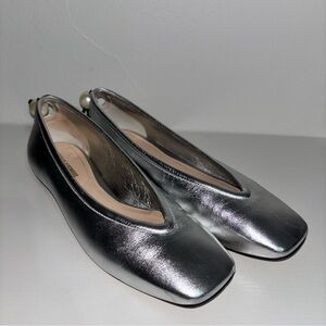 Nicholas Kirkwood Silver Flats with Pearl Detail